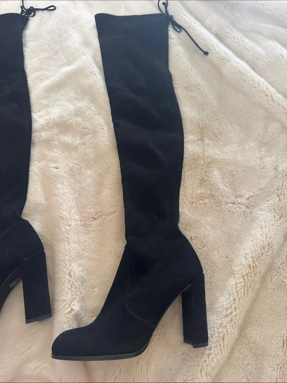 Stuart Weitzman Black Over‑The‑Knee Block Heel Boots